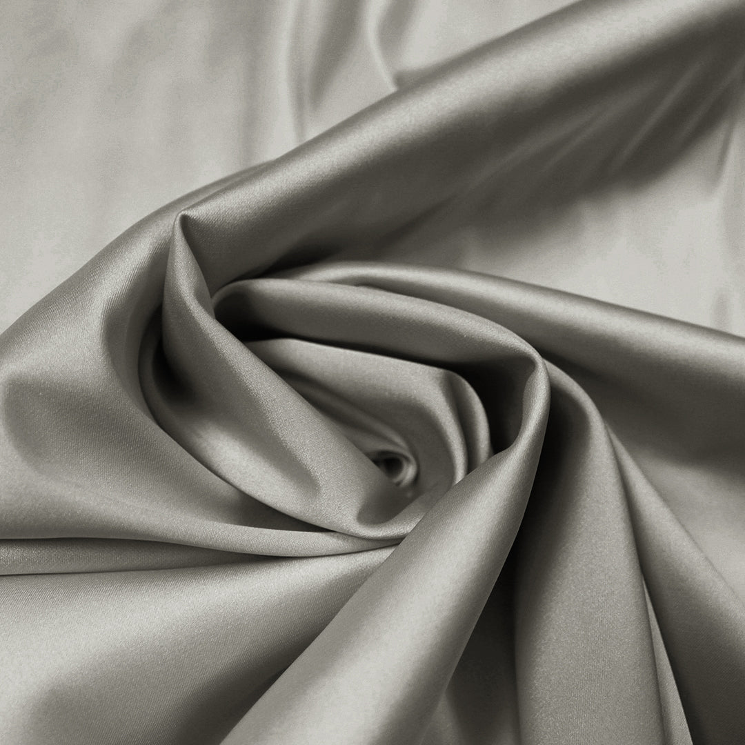 luscious recycled poly satin woven, GRS certified - pewter 3 yd