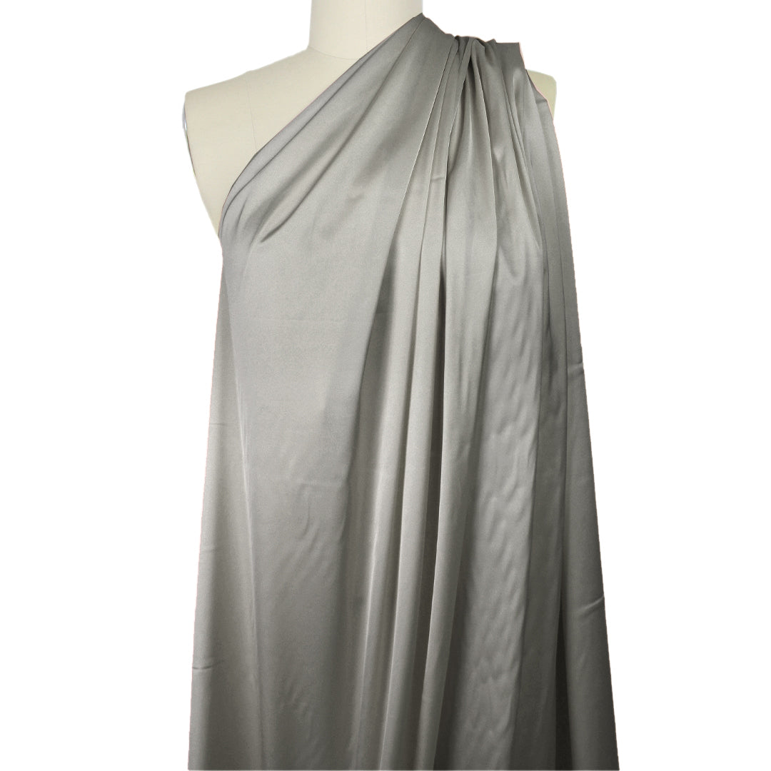 luscious recycled poly satin woven, GRS certified - pewter 3 yd