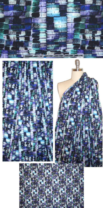 Italian printed microfiber twill - indigo mosaic