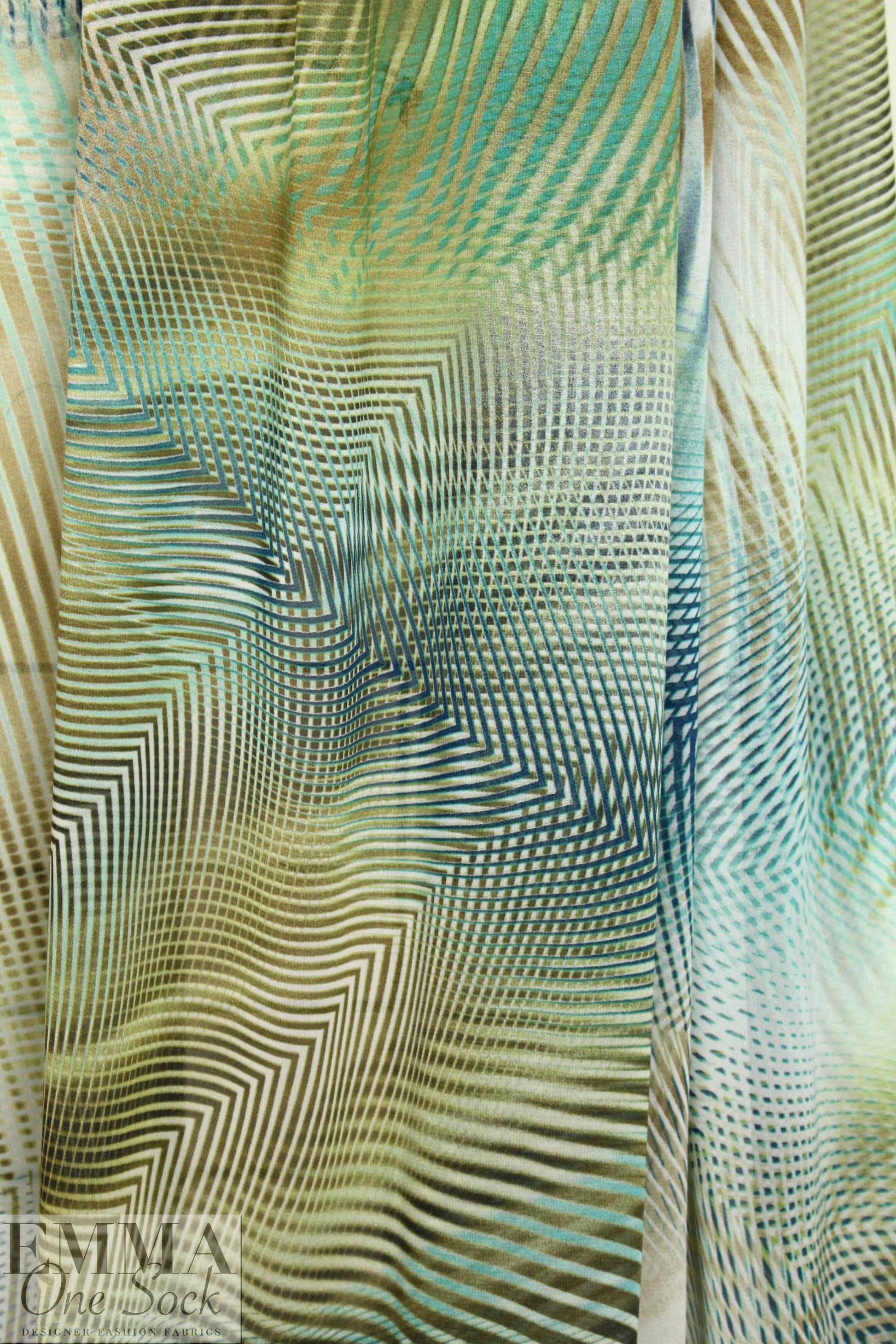 NY designer 'spin art' print polysilk chiffon