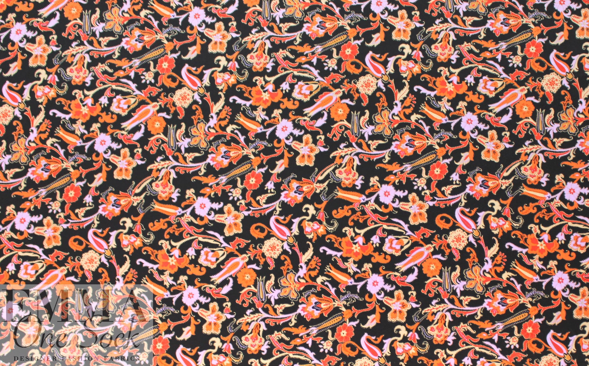 Derek L@m deco floral polysilk charmeuse on black
