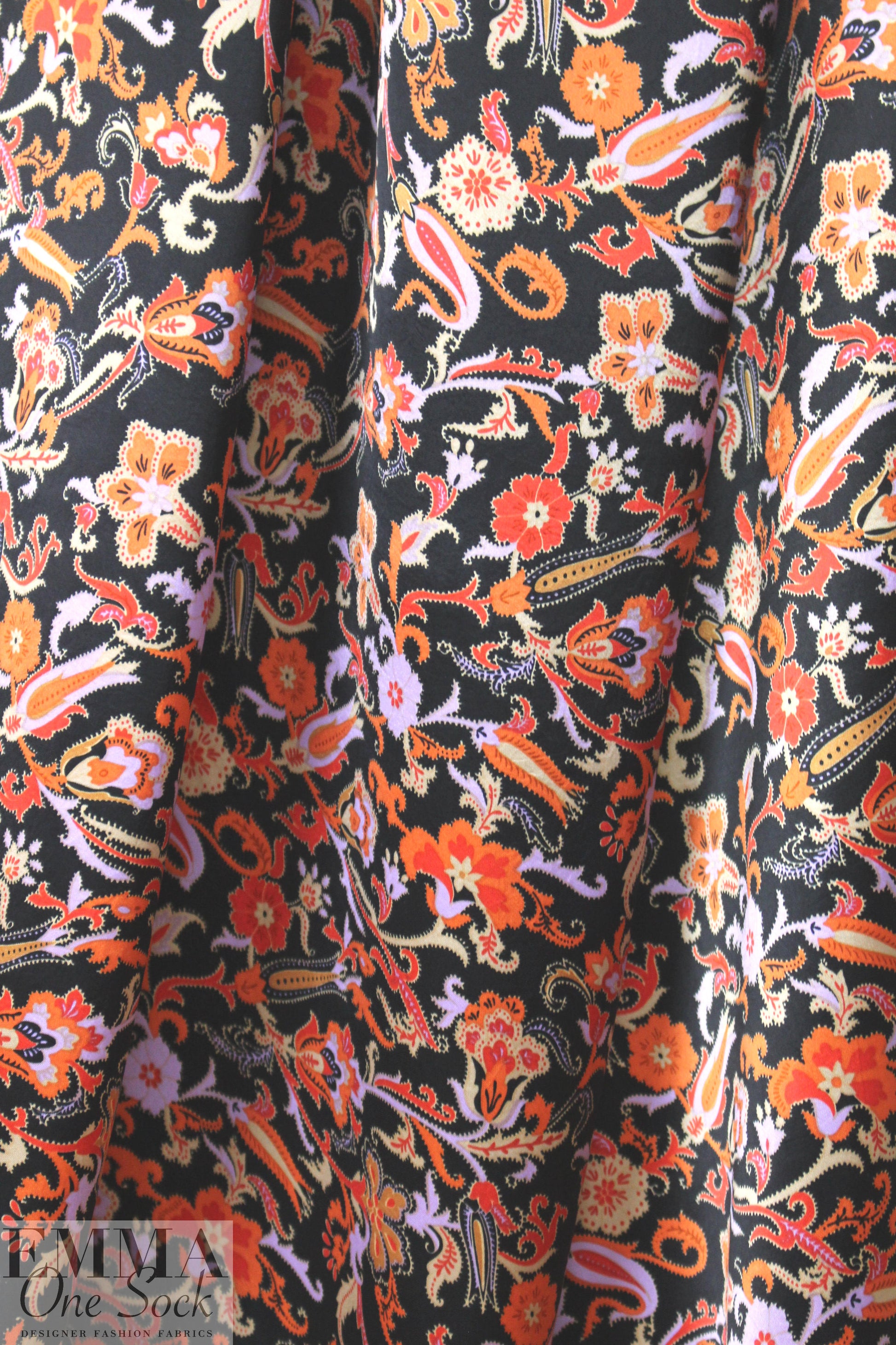 Derek L@m deco floral polysilk charmeuse on black