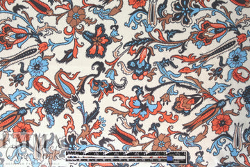 Derek L@m deco floral polysilk charmeuse on alabaster 1.375 yds