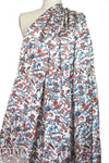 Derek L@m deco floral polysilk charmeuse on alabaster