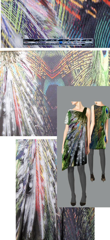 French peacock deconstructed digital panel woven