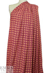 NY designer garnet/orange wavy plaid poly crepe woven 1.33 yds