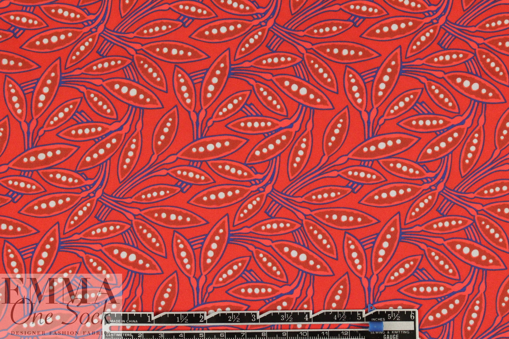 Italian deco leaves polysilk charmeuse