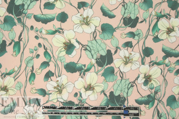 NY designer peach blush/mint floral polysilk chiffon 1.625 yd