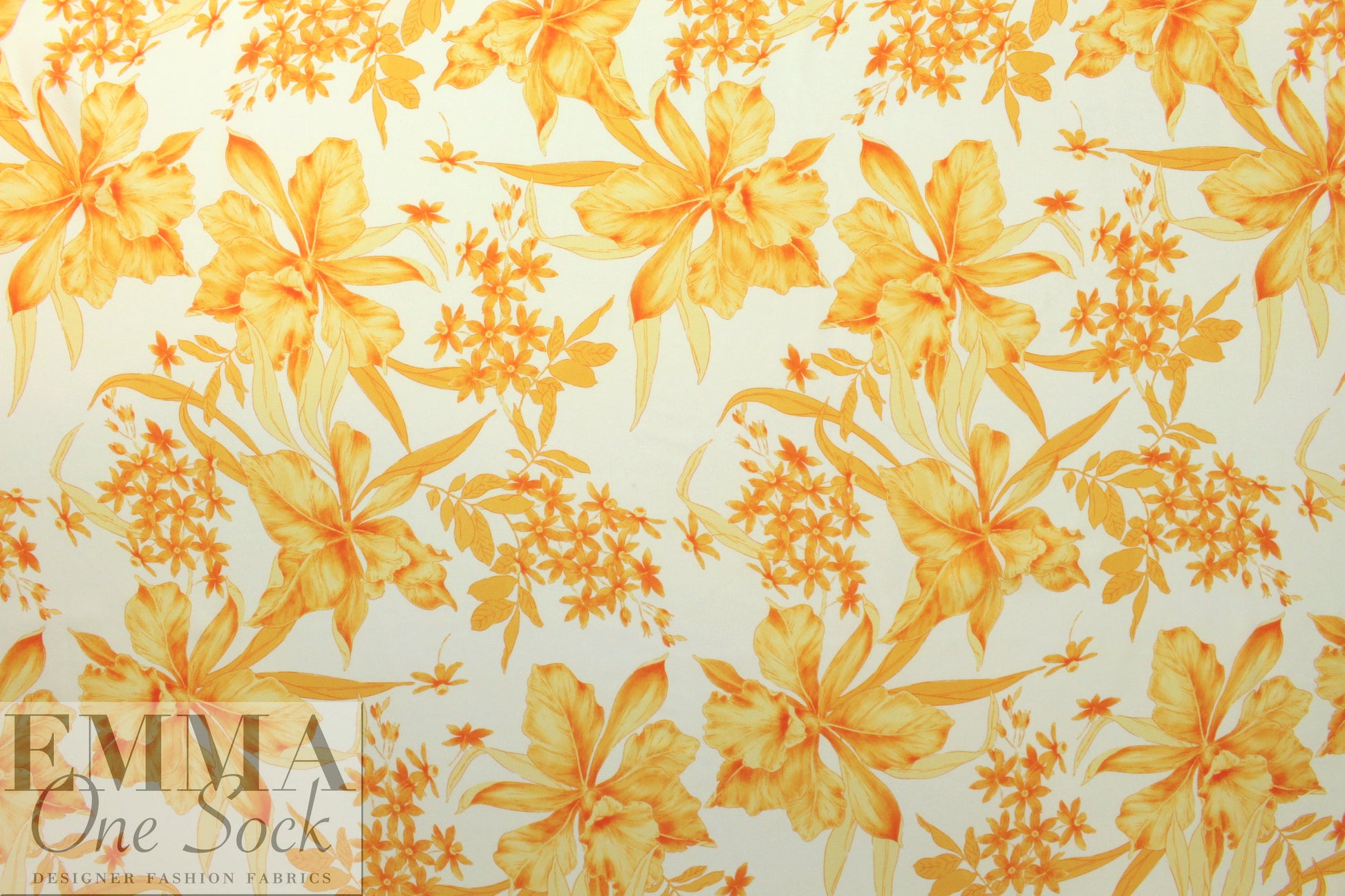 NY designer citrus floral poly-slk stretch woven