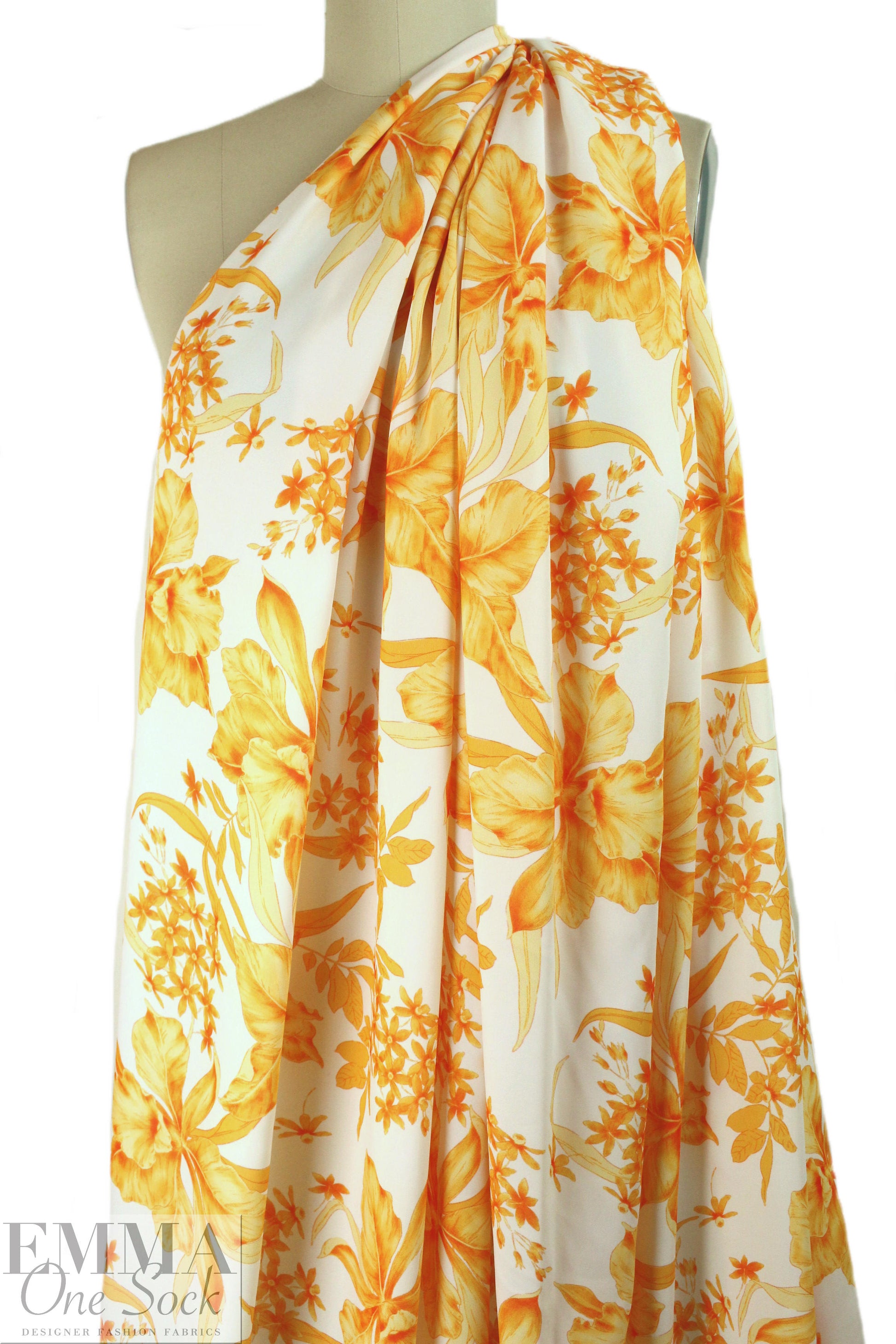 NY designer citrus floral poly-slk stretch woven