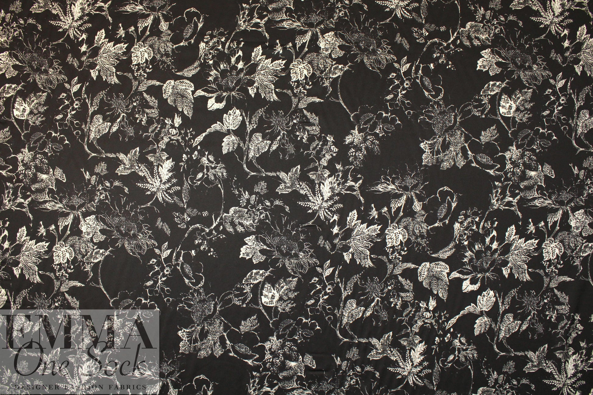 Italian 'botanical illustration' poly-slk stretch woven