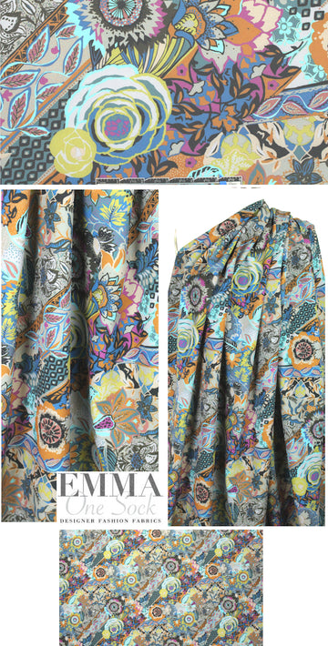 Italian stylized floral 'matte hybrid' microfiber woven
