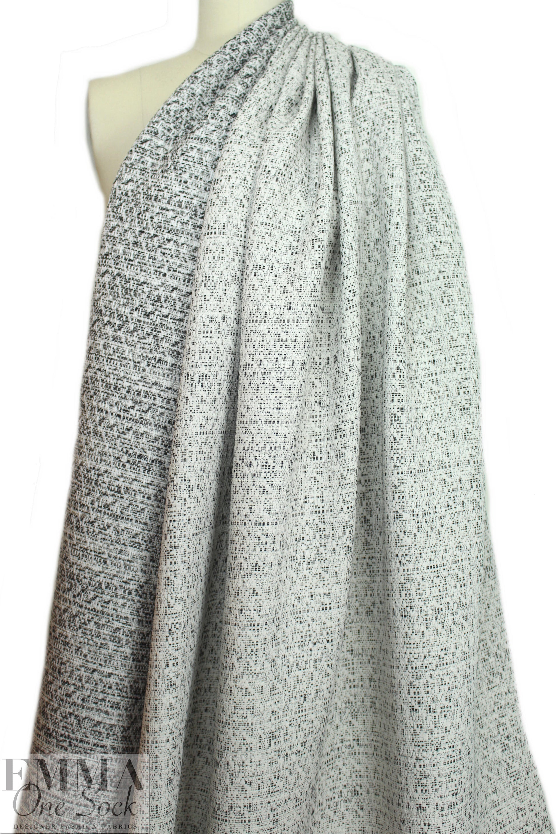 NY designer black/gray/stone tweedy brocade suiting 1 yard