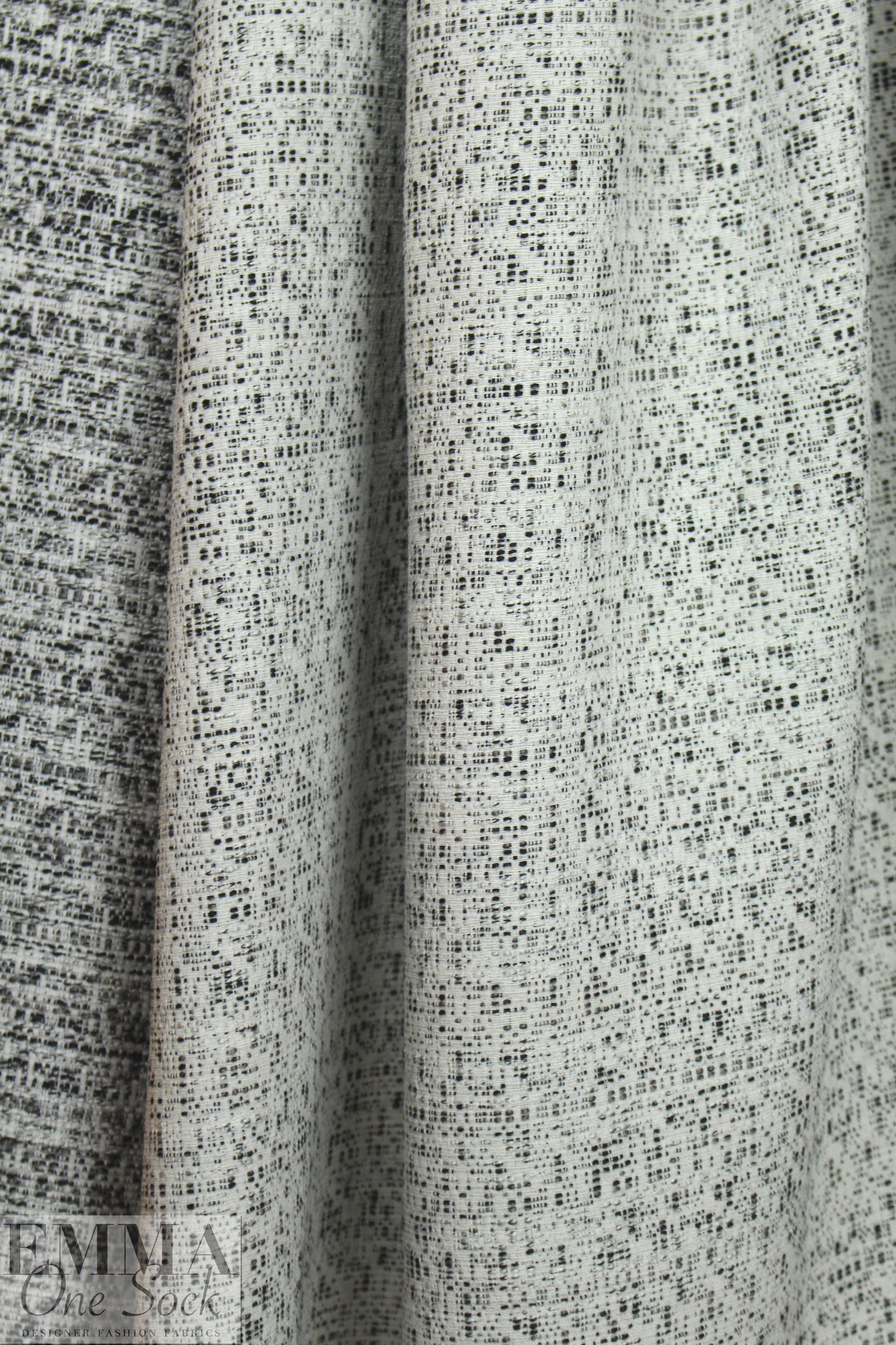 NY designer black/gray/stone tweedy brocade suiting 1.875 yd