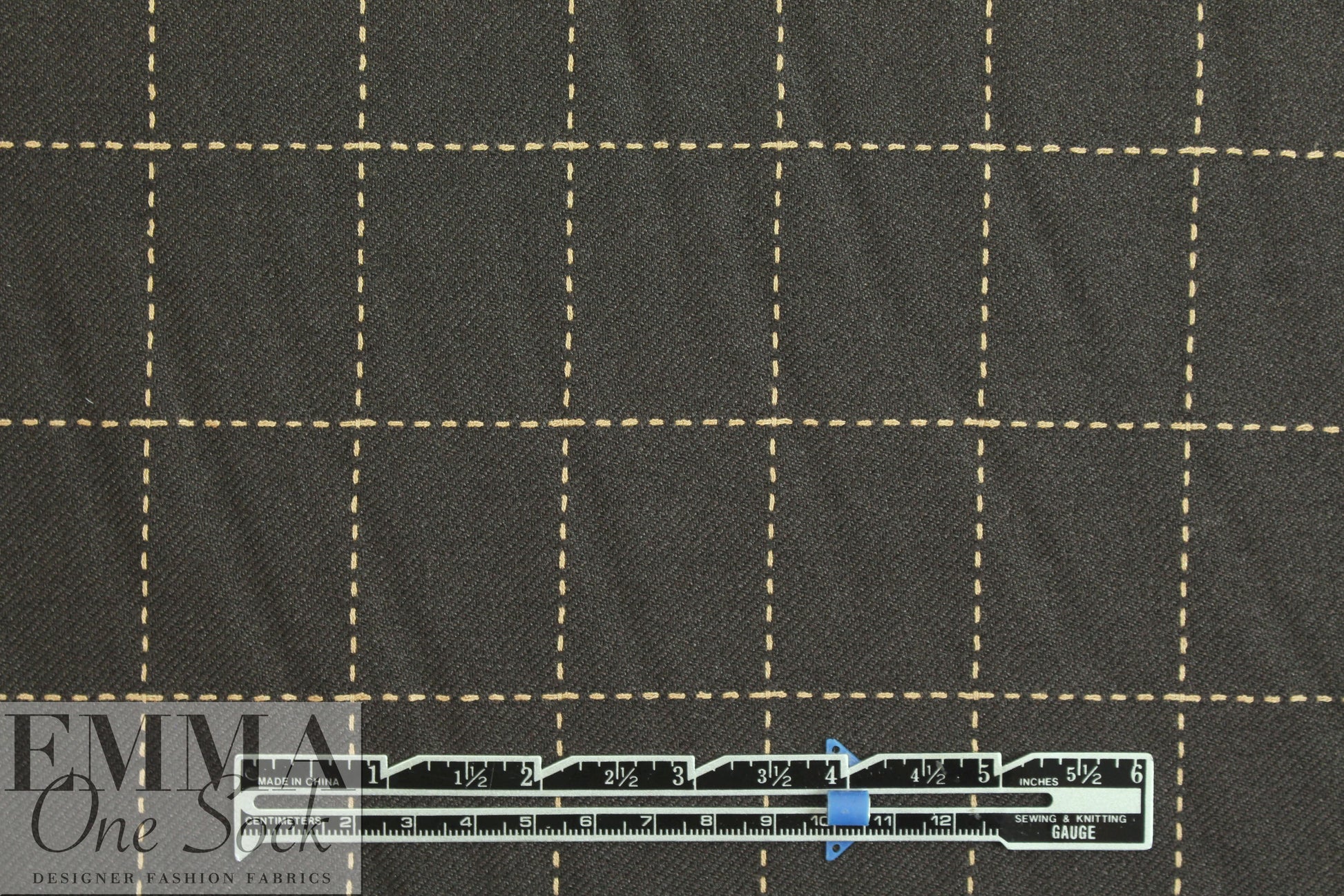 Italian poly twill jacquard woven - chocolate windowpane
