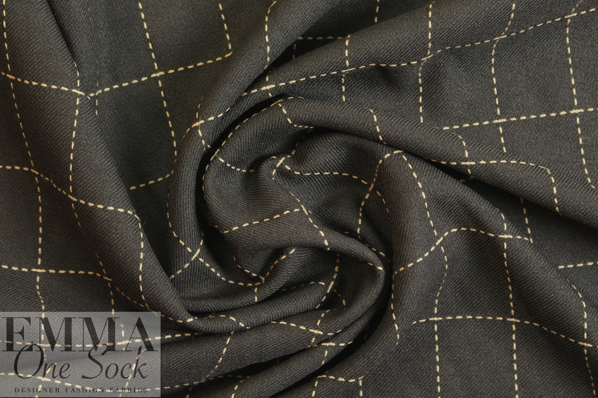 Italian poly twill jacquard woven - chocolate windowpane