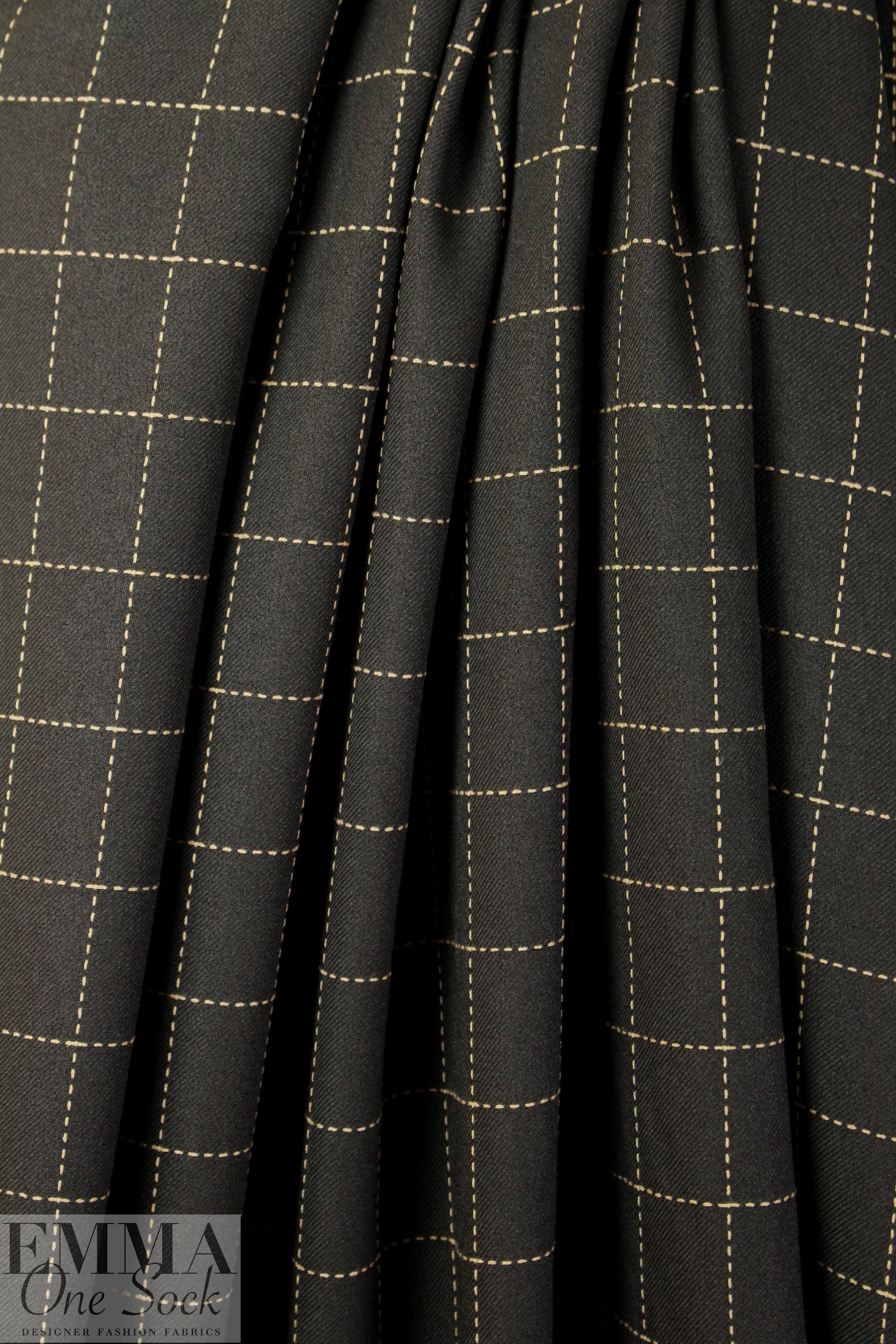 Italian poly twill jacquard woven - chocolate windowpane