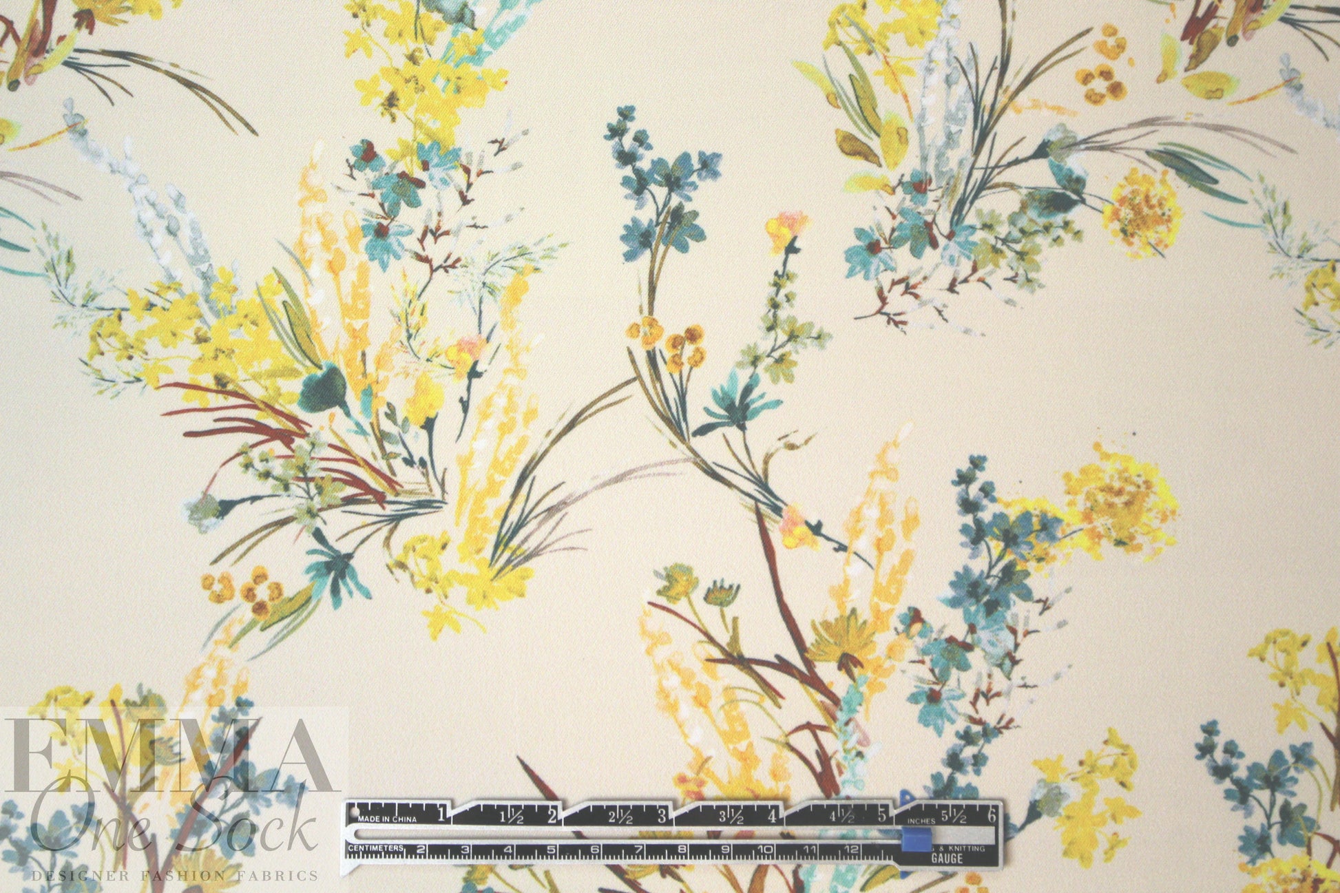 Derek L@m vintage floral poly twill woven - butter