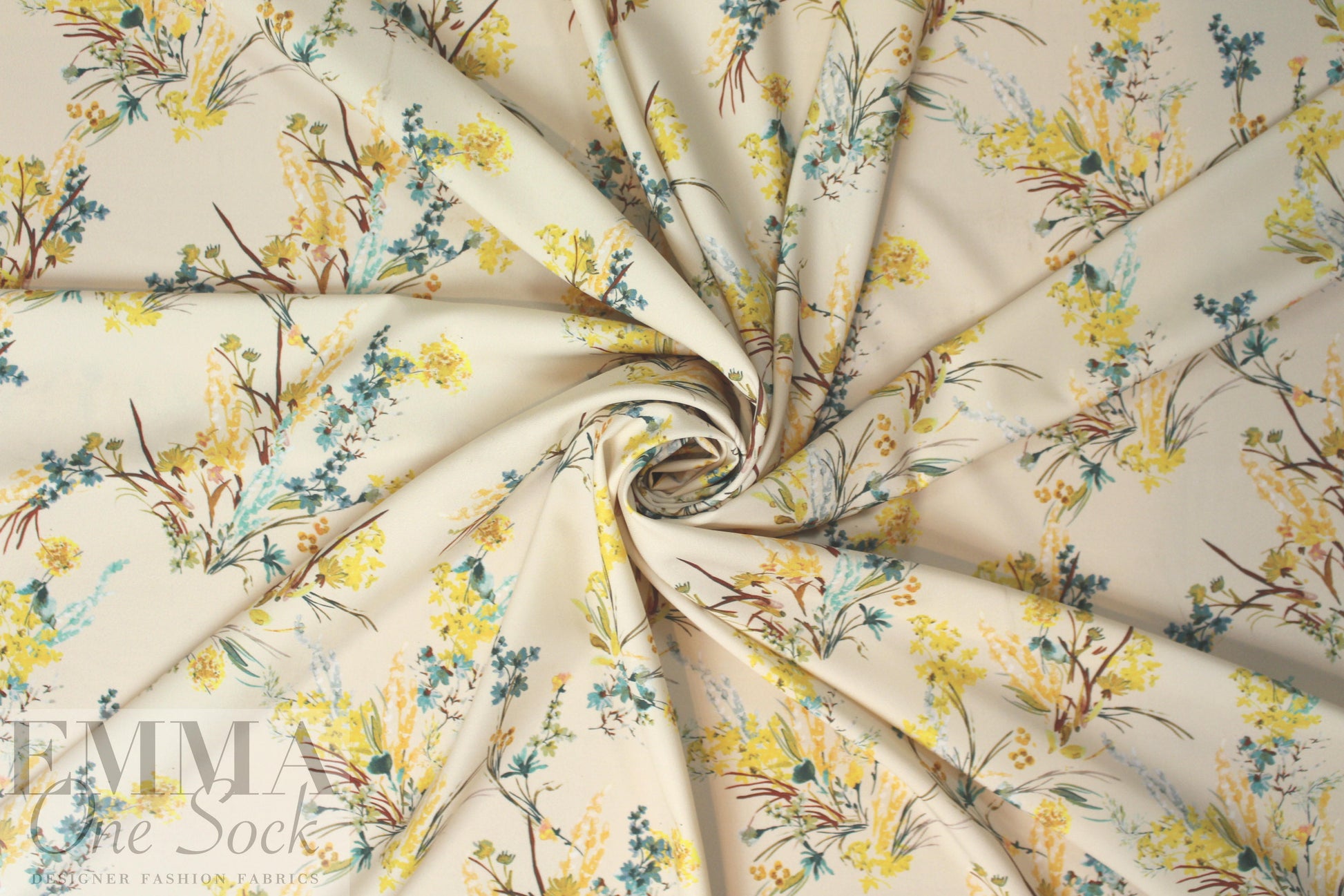 Derek L@m vintage floral poly twill woven - butter