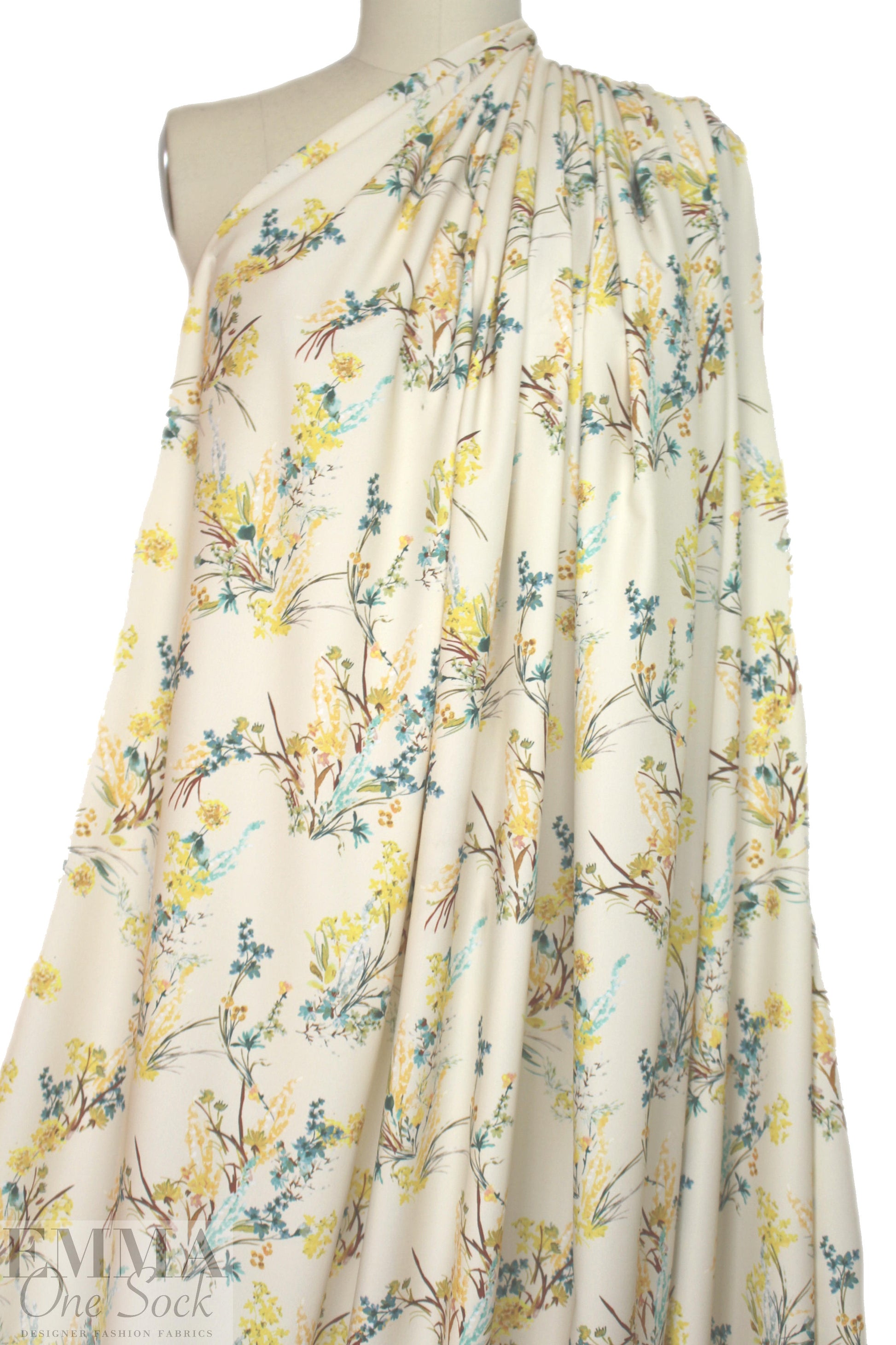 Derek L@m vintage floral poly twill woven - butter
