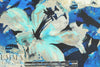 NY designer painterly floral 'poly-silk' twill - blues