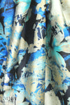 NY designer painterly floral 'poly-silk' twill - blues 1.5 yd