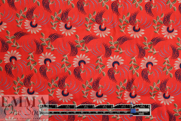 NY designer retro flower graphic 'polysilk' twill