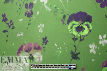 NY designer painted floral double twill woven - fern green