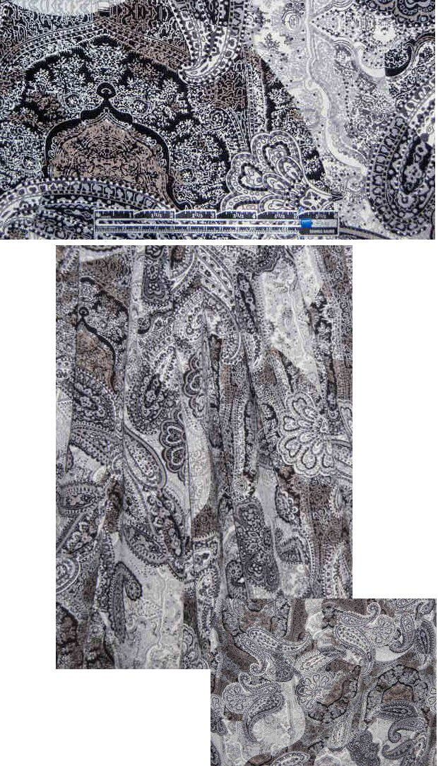 mocha/gray/cream paisley drapey woven 1.625 yd