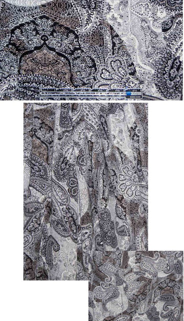 mocha/gray/cream paisley drapey woven 1.5 yds
