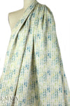 Italian blue/green over-printed wool blend basketweave 2 yd