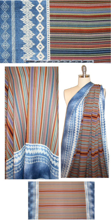southwest stripe double border drapey woven 1.75 yd