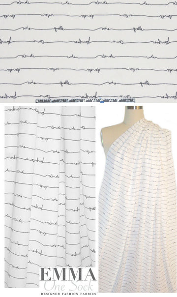 who, what, when... poly 'silk' woven - white/black