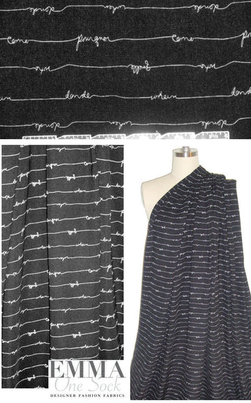 who, what, when... poly 'silk' woven - black/white
