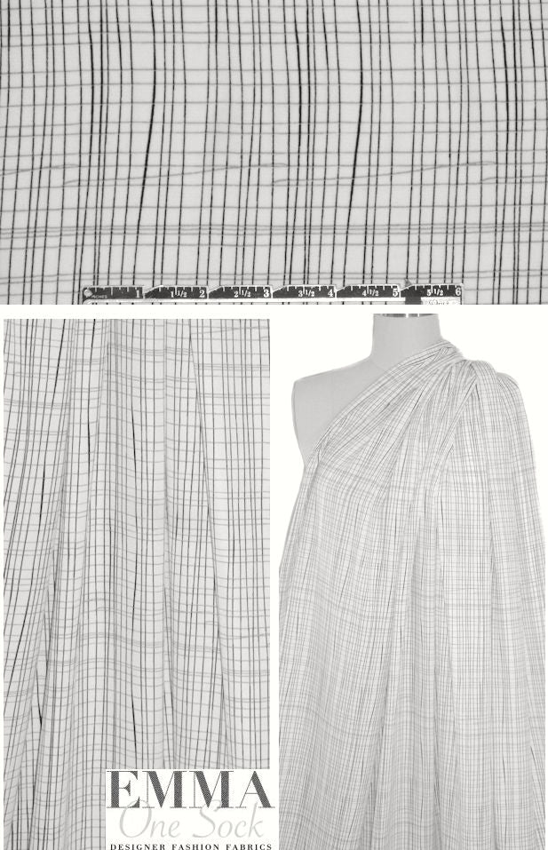 gridwork poly 'silk' woven - white/black 1.66 yd