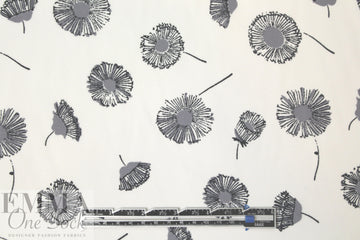 flower puffs poly crepe woven - black/gray/cream .875 yds