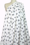flower puffs poly crepe woven - black/gray/cream 1.875 yd