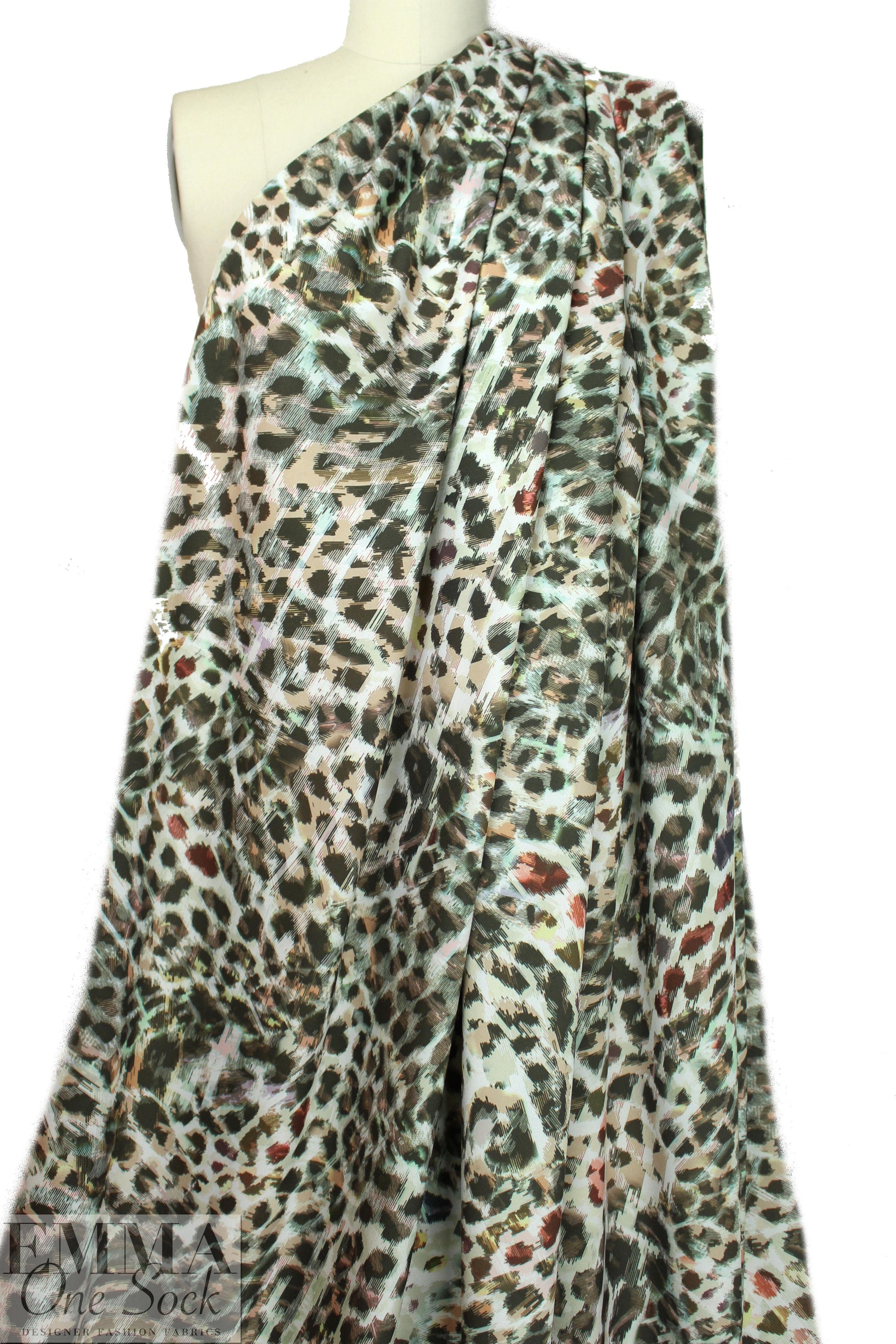 Italian stylized animal poly stretch crepe woven