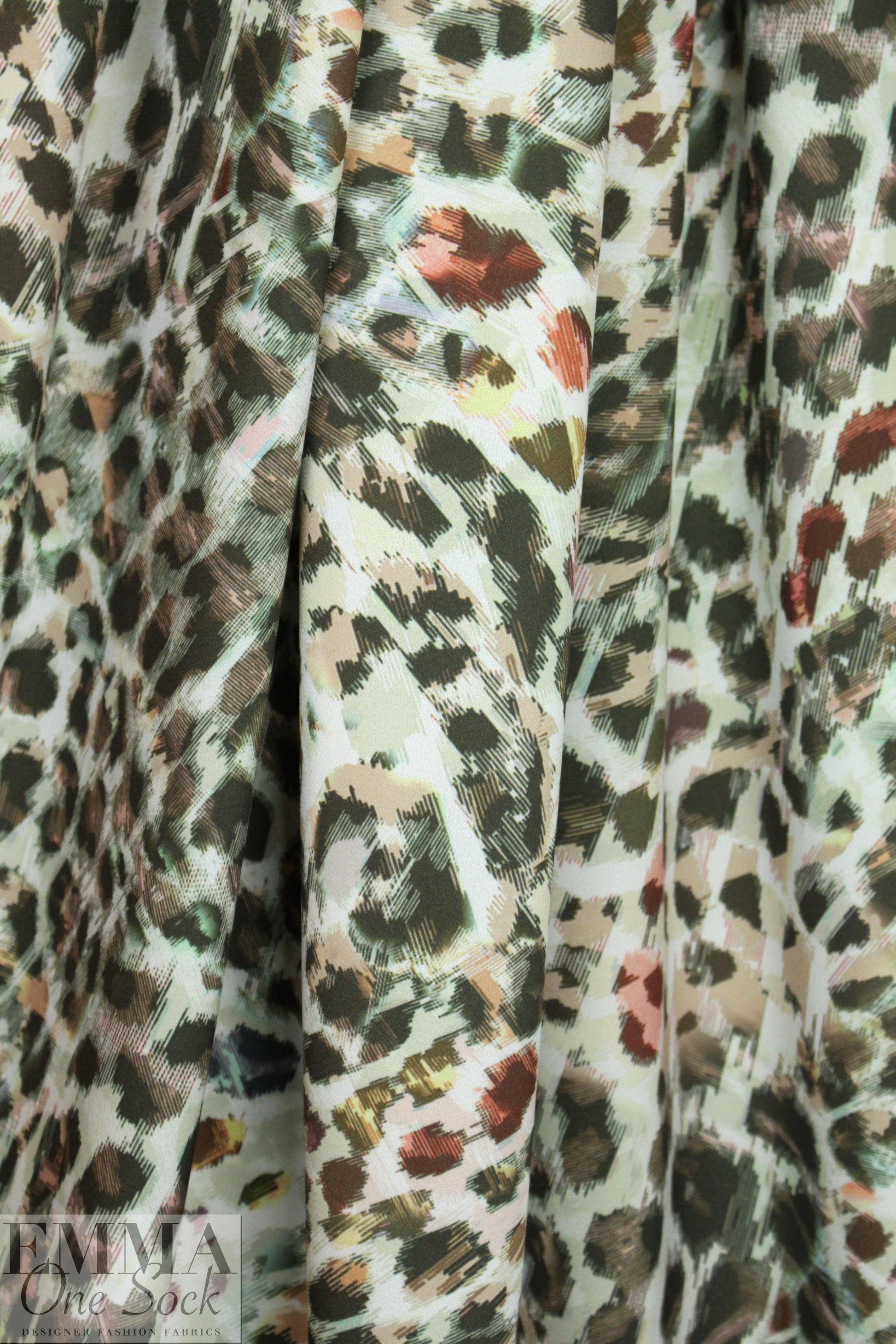 Italian stylized animal poly stretch crepe woven