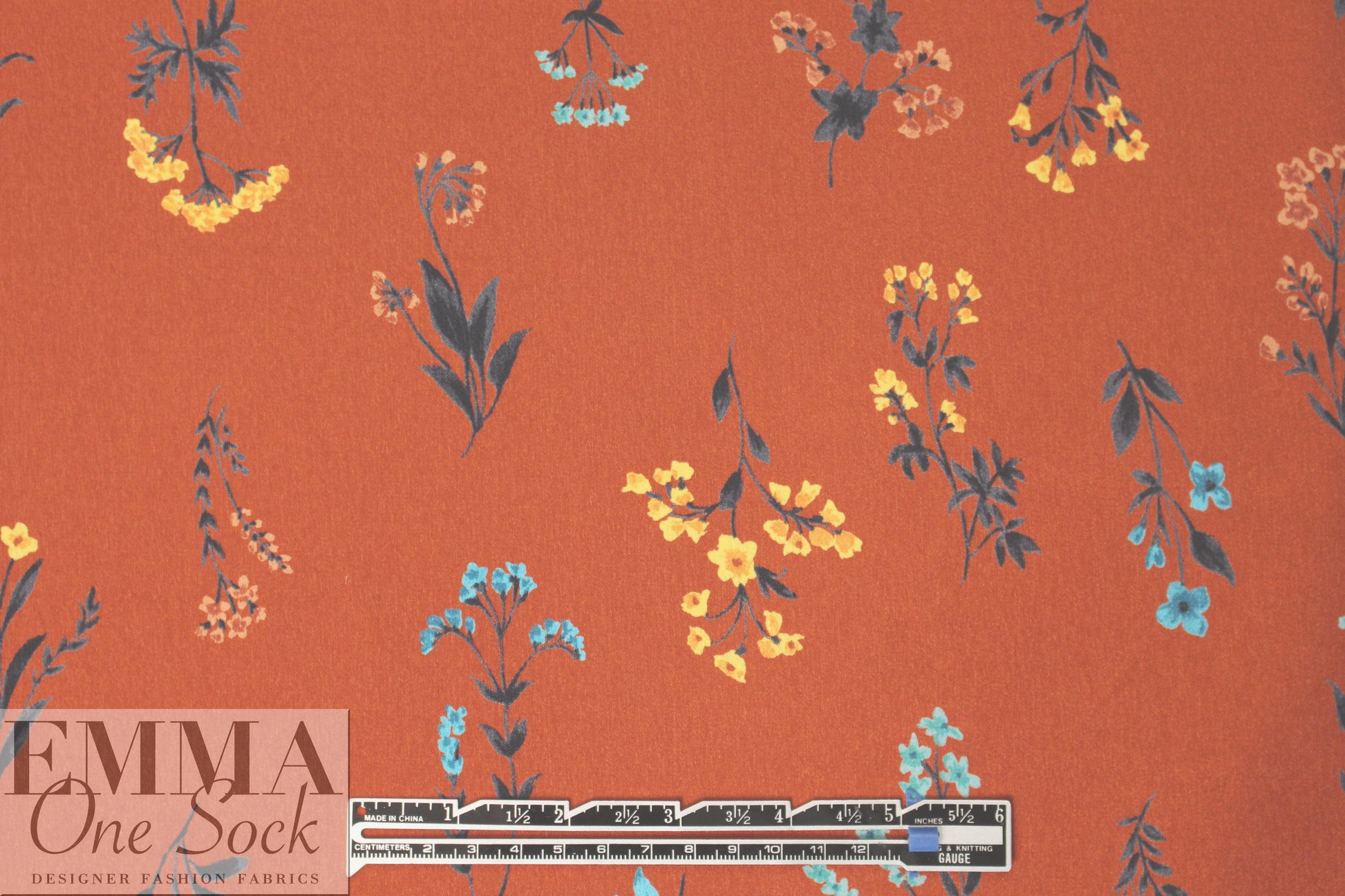 Caroline C0nstas floral polysilk charmeuse - chili 2 yds