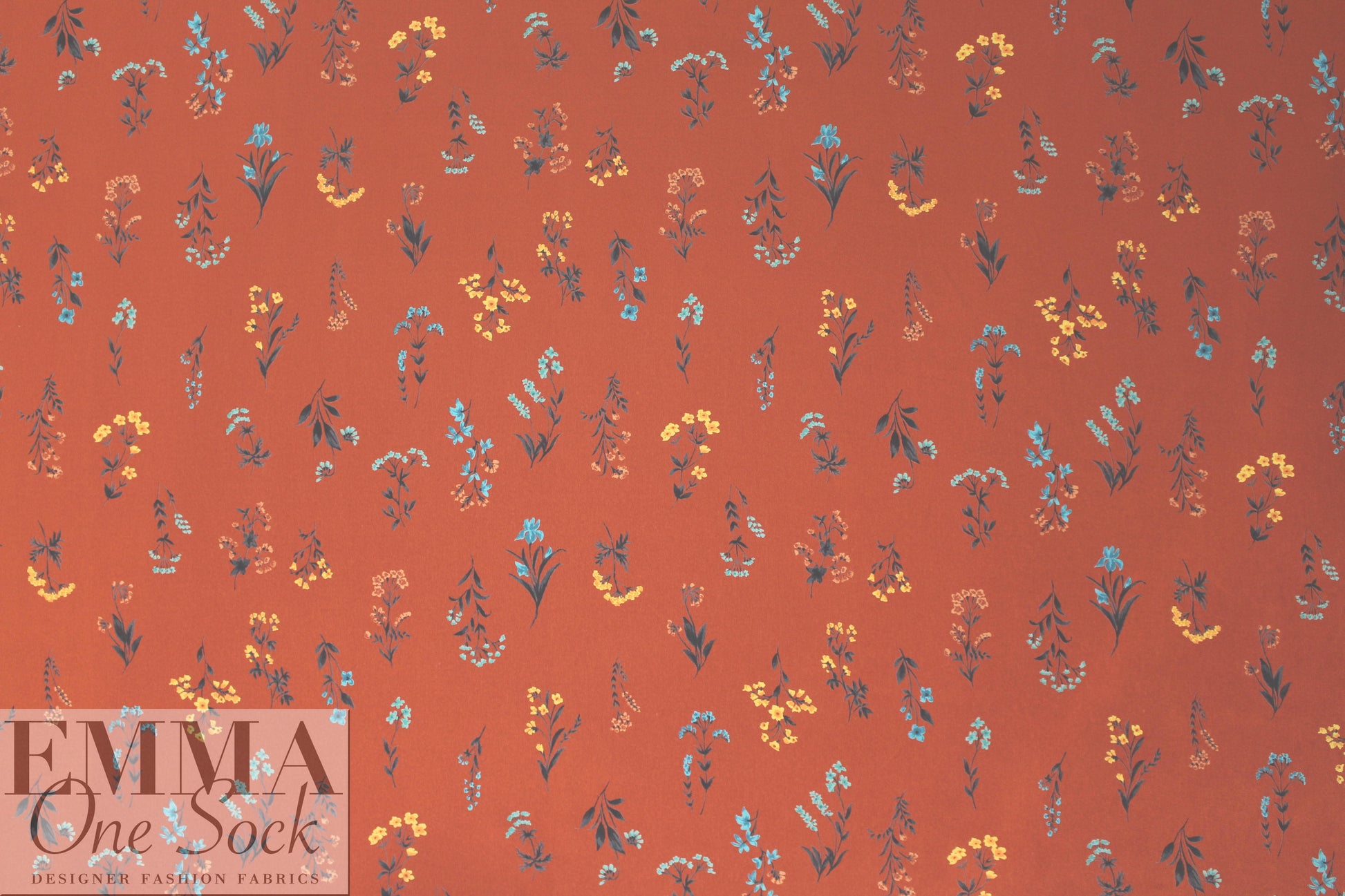 Caroline C0nstas floral polysilk charmeuse - chili