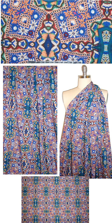 Italian folk art 'embroidery' poly blouseweight woven 1.66 yd