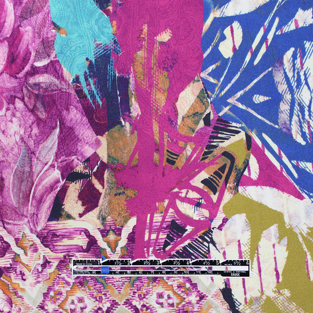 Italian 'floral collage' 4-way stretch ponte 2 yd