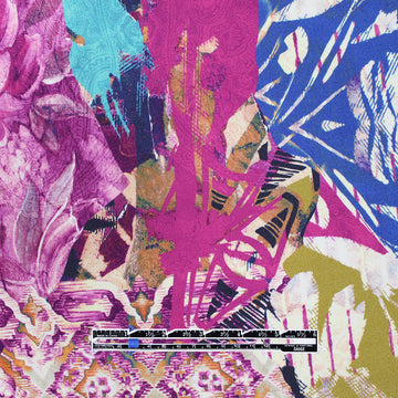 Italian 'floral collage' 4-way stretch ponte 2 yd
