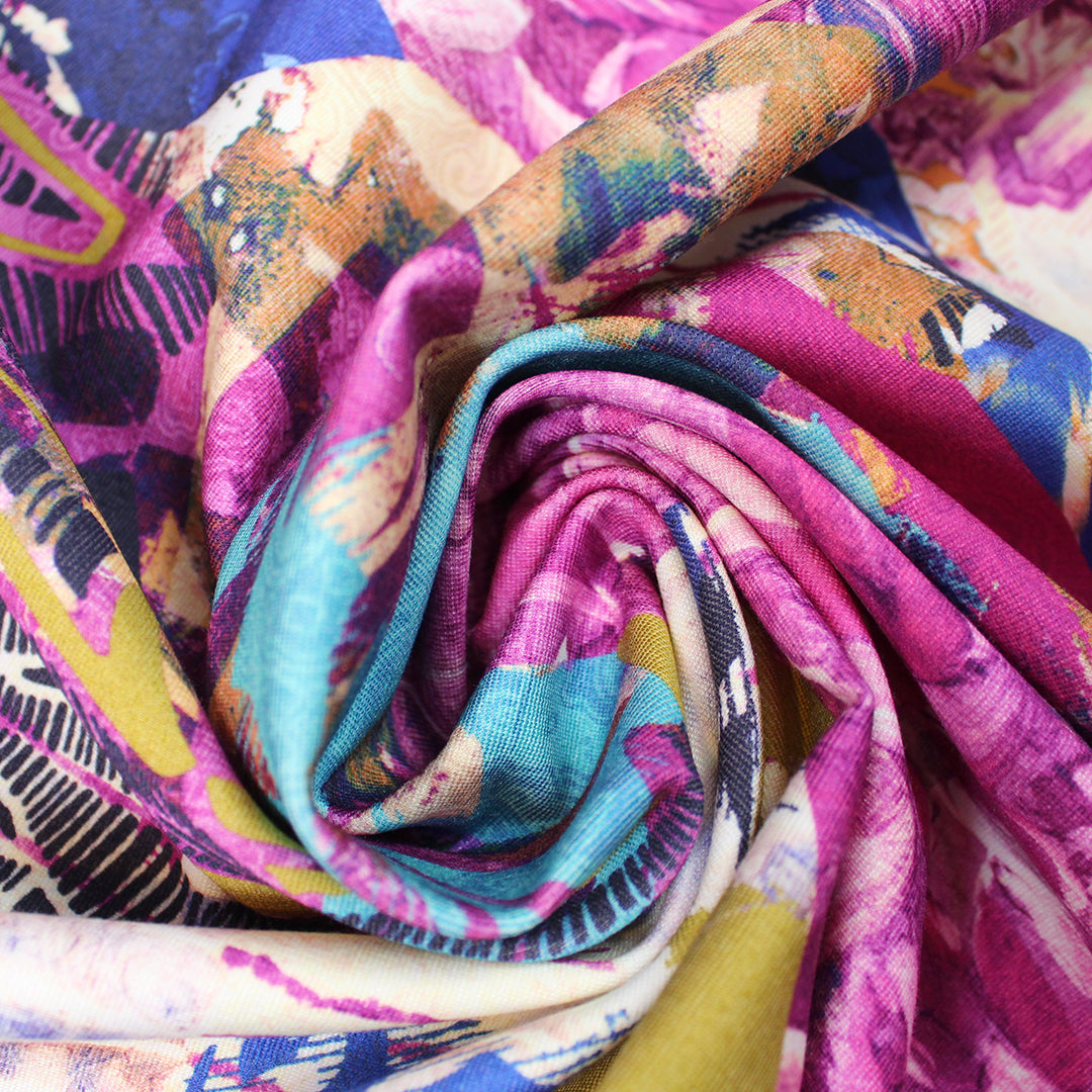Italian 'floral collage' 4-way stretch ponte 2 yd