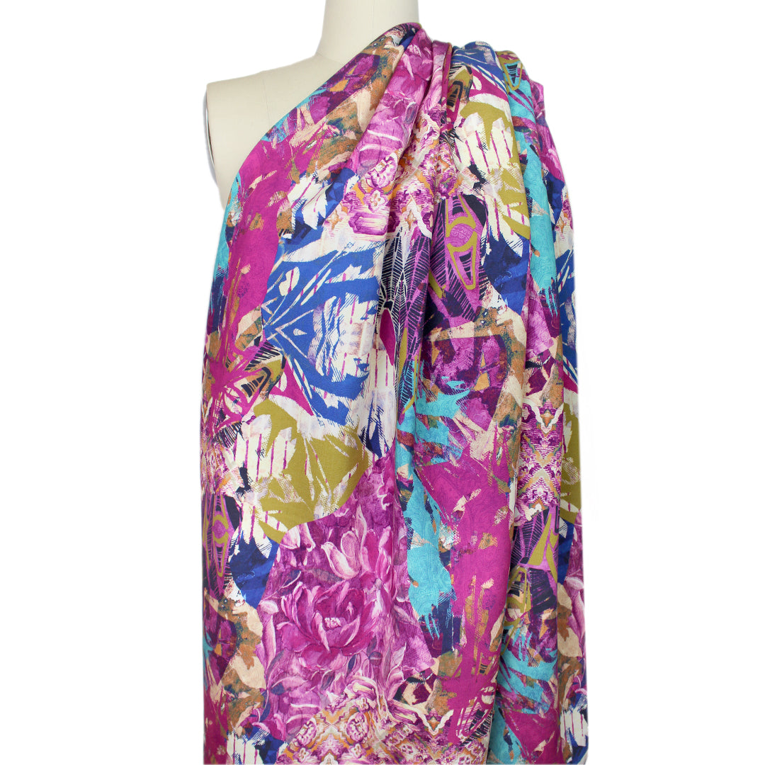 Italian 'floral collage' 4-way stretch ponte 2 yd