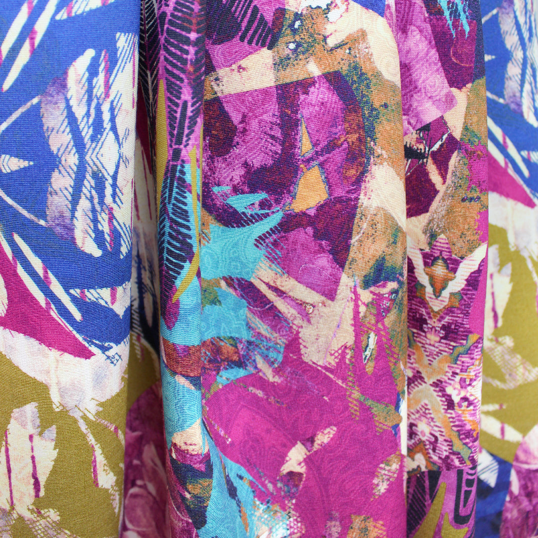 Italian 'floral collage' 4-way stretch ponte 2 yd