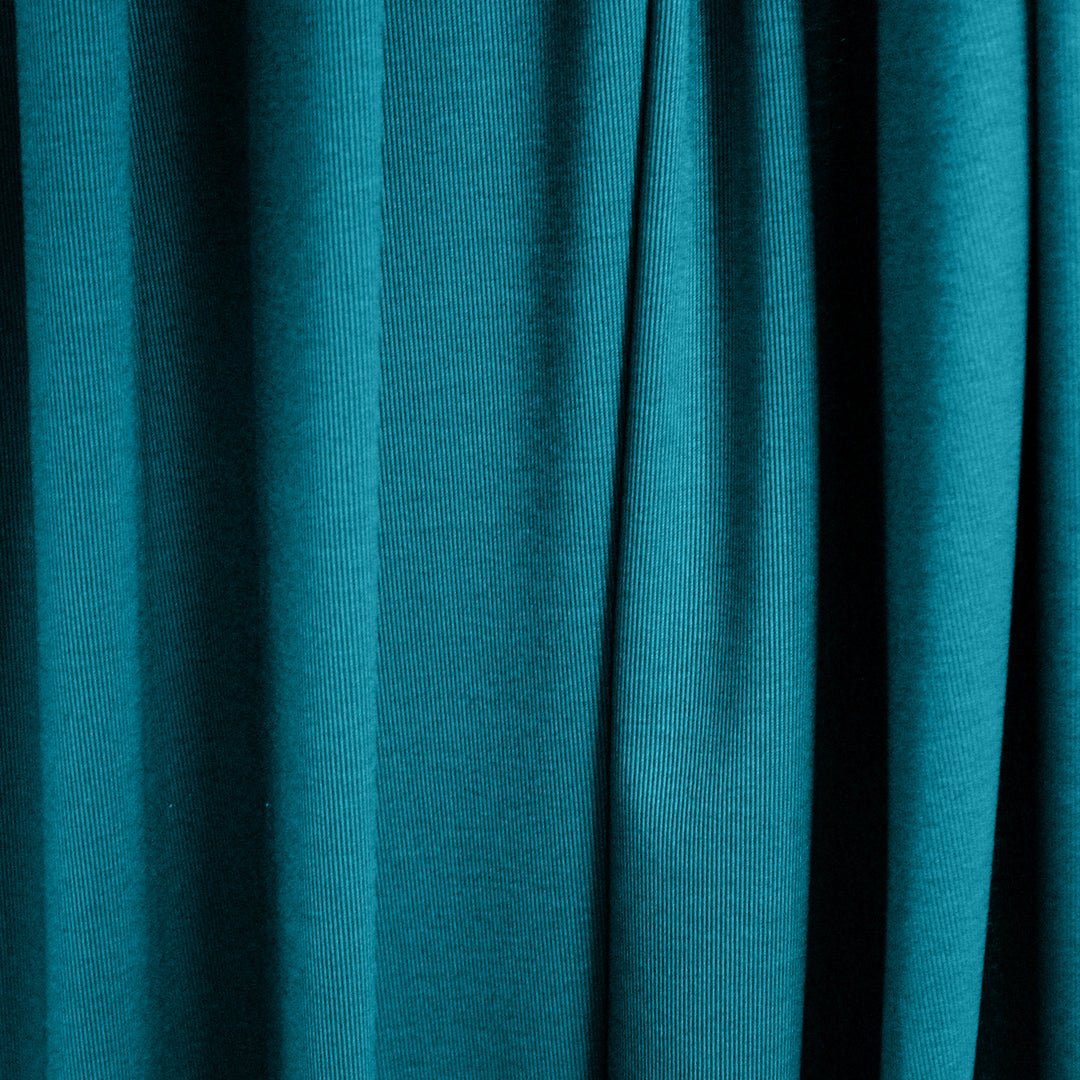 Italian micro-stripe doubleknit - teal blue/black 2.5 yds