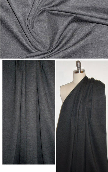 4-way stretch rayon blend ponte - charcoal 1 yard