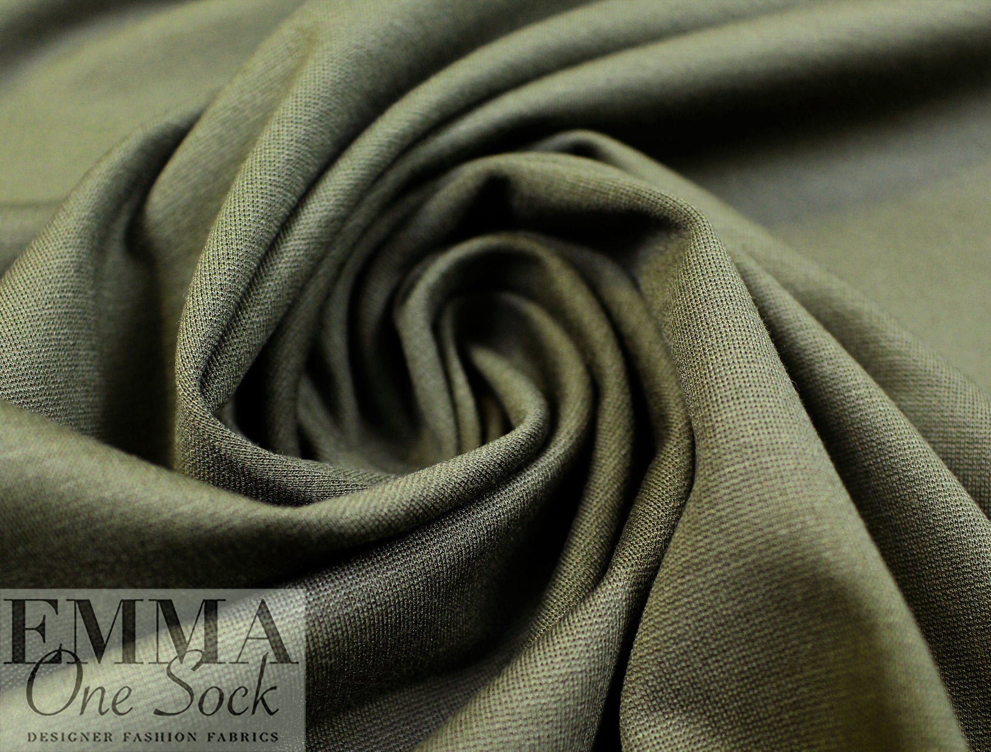 4-way stretch rayon blend ponte - military 2 yd